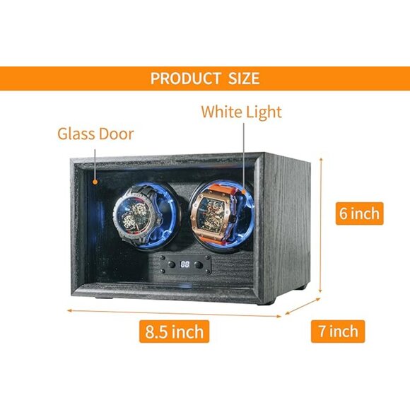 2 Watch Winder Box 15 Modes Quiet Motor USB Powered Display Case NWT - Picture 7 of 7
